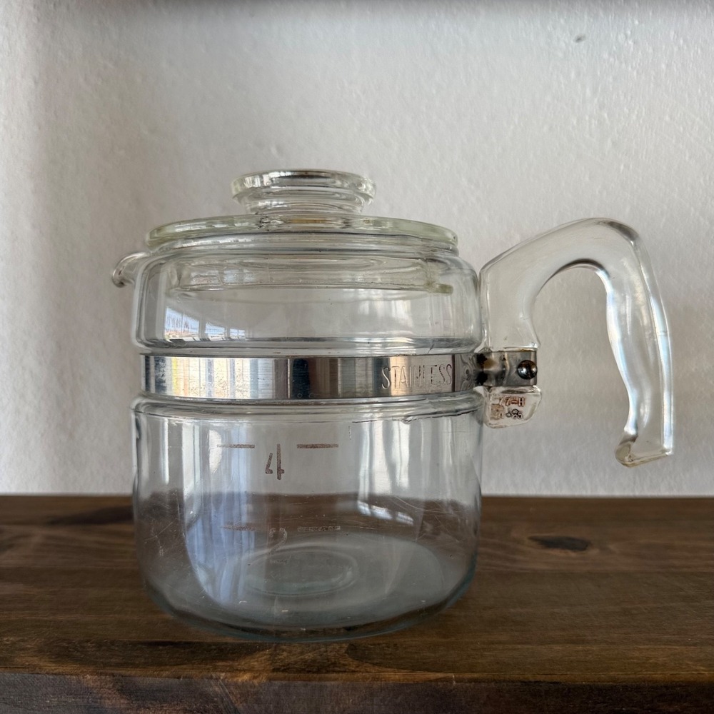 Vintage Pyrex Flameware 7754 4 Cup Coffee Percolator Pot w Lid Replacement